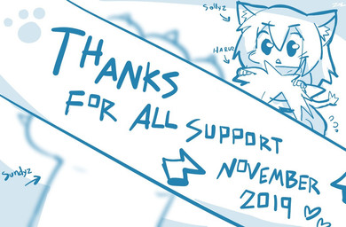 anthro ear_tuft female footprint male on_another open_mouth pawprint text thank_you_message tuft sollyz haruz sollyz_(character) sundyz canid canine canis domestic_cat domestic_dog felid feline felis mammal 2019 digital_drawing_(artwork) digital_media_(artwork) english_text monochrome sketch
