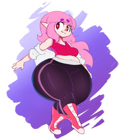 big_butt butt female hair huge_butt huge_thighs humanoid_pointy_ears pink_hair pointy_ears red_eyes smile solo thick_thighs walking wide_hips mysterydad elise_(mysterydad) humanoid vampire hi_res