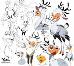 ambiguous_gender antlers feral horn solo yogin accipitriform avian bird deer hybrid mammal secretary_bird 2021 hi_res