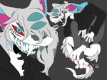 anthro black_background colored_nails multi_mouth nails pink_nails sharp_teeth simple_background tail teeth 87sukiyaki monster 2023 4:3 character_name dated hi_res