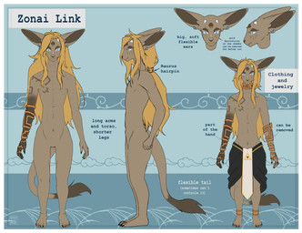 alternate_species anklet anthro clothing ear_piercing featureless_crotch hair jewelry long_hair male necklace nude_male pattern_background piercing rauru's_arm simple_background solo text mishabahl nintendo tears_of_the_kingdom the_legend_of_zelda link link_(zonai_form) zonai_link mammal zonai 2023 absurd_res colored digital_drawing_(artwork) digital_media_(artwork) english_text hi_res model_sheet shaded signature watermark