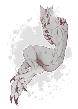 3_toes anthro claws feet female foot_fetish foot_focus not_furry nude open_mouth paws simple_background smile soles solo toe_claws toes kredri nintendo pokemon generation_1_pokemon ghost haunter pokemon_(species) spirit hi_res