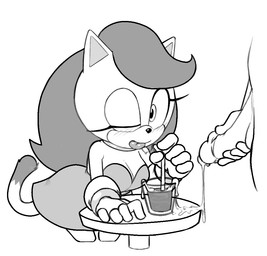 anthro beverage bodily_fluids breasts cleavage clothed clothing container cum cum_in_mouth cum_inside cup dress drinking drinking_cum duo female furniture genital_fluids gloves handwear male male/female male_human masturbation table tongue tongue_out 4chan_anon sega sonic_the_hedgehog_(series) daniela_the_cat fan_character domestic_cat felid feline felis human mammal monochrome sketch