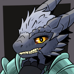 armor claws clothing confident fangs gloves grey_body handwear horn metal picking_teeth smile solo teeth yellow_eyes furufoo dungeons_and_dragons hasbro mythology wizards_of_the_coast dragon dragonborn_(dnd) mythological_creature mythological_scalie scalie 1:1 bust_portrait portrait