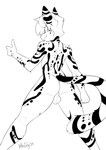 2024 absurd_res anthro artbyyellowdog backsack balls biped butt felid feline fingers fur genitals gesture hand_gesture hi_res male mammal monochrome perineum rear_view smile solo tail thumbs_up