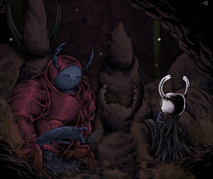 2_horns ambiguous_gender biped black_eyes cloak clothed clothing duo eyes_closed holding_map holding_object holding_quill horn loose_feather map quill sitting standing cohavmuzar hollow_knight_(franchise) team_cherry dung_defender_(hollow_knight) the_knight_(hollow_knight) arthropod beetle dung_beetle insect scarabaeid vessel_(species) 2025 hi_res