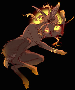 ambiguous_gender anthro bangle biped blonde_hair blood_on_body bracelet brown_body brown_fur brown_skin convenient_censorship ear_piercing facial_piercing floppy_ears fluffy fluffy_tail fur gauged_ear green_eyes hair hooves humanoid_hands jewelry long_ears long_hair looking_at_viewer narrowed_eyes nose_piercing nose_ring nude piercing plug_(jewelry) ring_piercing short_tail simple_background snout solo split_form tail twintails_(hairstyle) unguligrade ddcrushh unnamed_character ambiguous_species absurd_res digital_drawing_(artwork) digital_media_(artwork) hi_res