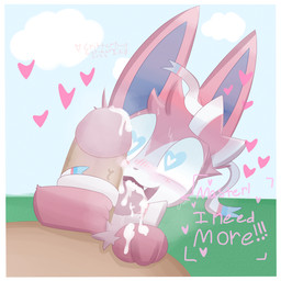 ambiguous_gender bestiality blush blush_lines bodily_fluids border chest_tuft cloud cum cum_in_mouth cum_inside duo fangs feral first_person_view genital_fluids genitals hand_on_belly handpaw heart_eyes heart_symbol hug hugging_another hugging_penis human_on_feral interspecies licking looking_at_genitalia looking_at_penis looking_pleasured male male/ambiguous male_pov master obsessed oral outside_sex paws penile penis penis_lick pokephilia ribbonjob saliva saliva_on_tongue sex simple_background smile sweat teeth text tongue tongue_out tuft vein veiny_penis white_border critter_catcher nintendo pokemon eeveelution generation_6_pokemon human mammal pokemon_(species) sylveon 1:1 hi_res