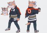 anthro asian_clothing bottomwear brown_nose clothed clothing east_asian_clothing footwear fully_clothed fur humanoid_hands japanese_clothing male orange_body orange_fur pants sandals shoes simple_background solo standing gku oedo_hikeshi_zue kensuke_(oedo_hikeshi_zue) canid canine canis domestic_dog mammal shiba_inu spitz 2013 full-length_portrait portrait