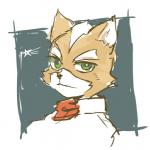 anthro black_nose brown_body brown_fur clothing fur green_eyes kemono male scarf solo white_body white_fur s_mino930 nintendo star_fox fox_mccloud canid canine fox mammal 1:1