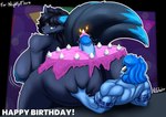 anthro areola big_breasts big_butt big_penis birthday birthday_cake birthday_sex black_body black_fur black_hair blue_areola blue_body blue_eyes blue_glans blue_hair blue_inner_ear_fluff blue_nipples blue_penis blue_skin breasts butt cake dessert dipstick_tail duo female food fur genitals glans hair hot_dogging huge_breasts huge_butt huge_penis inner_ear_fluff male male/female markings muscular muscular_human nipples nude penis sex tail tail_markings tuft mrmelted nightly_(nightlyflare) canid canine fox human mammal 2024 absurd_res hi_res