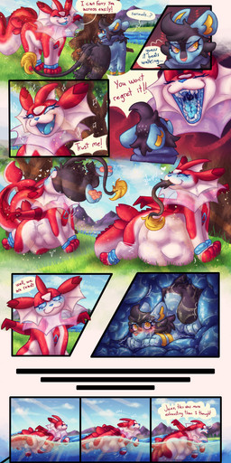 anus belly big_belly blush bodily_fluids butt dialogue digestion duo fatal_vore female female/female feral genitals open_mouth oral_vore tail text tongue vore vulva cursed_lay nintendo pokemon valera zip_(luxio) eeveelution generation_1_pokemon generation_3_pokemon generation_4_pokemon hybrid latias legendary_pokemon luxio pokemon_(species) vaporeon absurd_res comic digital_media_(artwork) english_text hi_res huge_filesize long_image tall_image