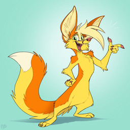 4_fingers 4_toes ambiguous_gender anthro big_ears black_eyebrows blonde_hair brown_claws cheek_tuft chest_tuft claws eyebrows facial_tuft fangs feet fingers fur green_eyes hair looking_at_viewer markings multicolored_body multicolored_fur nude open_mouth open_smile orange_body orange_fur pawpads paws pink_nose pink_pawpads pink_tongue pose simple_background smile snout solo tail tan_markings teeth toes tongue toony tuft yellow_body yellow_fur mimi-fox canid canine fennec_fox fox mammal true_fox 1:1 2021 colored digital_drawing_(artwork) digital_media_(artwork) flat_colors hi_res