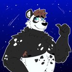 4_fingers anthro black_body black_fur blue_eyes brown_hair fingers fur hair male multicolored_body multicolored_fur musclegut muscular smile solo white_body white_fur barehyena azure_(pupblueslut) bear giant_panda mammal 1:1 absurd_res hi_res icon