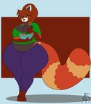 anthro bowl breasts clothing container female solo thick_thighs aerospine ailurid mammal red_panda absurd_res hi_res