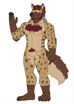 anthro arm_tuft armpit_hair barazoku beard body_hair brown_body brown_fur chest_hair curly_hair elbow_tuft facial_hair fangs fur hair looking_at_viewer male markings mole_(marking) muscular muscular_anthro muscular_male mustache neck_tuft nipples nude pecs pubes red_body red_fur shoulder_tuft smile smiling_at_viewer solo spots spotted_body stripes tan_body tan_fur teeth tuft zordykeaboo bruno_(brunohyena) hybrid hyena mammal spotted_hyena striped_hyena hi_res spanish_description