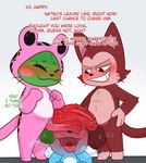 animal_genitalia animal_penis balls blue_body blue_fur blush blush_lines bodily_fluids drooling feline_genitalia feline_penis fur genitals happy musk musk_clouds open_mouth penile_spines penis penis_on_face red_body red_fur saliva simple_background sweat sweaty_balls sweaty_genitalia sweaty_penis tail text crushpepper fairy_tail frosch_(fairy_tail) happy_(fairy_tail) lector_(fairy_tail) exceed felid feline mammal english_text hi_res tagme