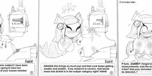 areola attribute_theft balls big_breasts blush bodily_fluids breast_expansion breasts clothed clothing duo erection expansion eyes_closed female floating floating_hands frustrated genital_fluids genitals genitals_shrinking hair huge_breasts humanoid_genitalia humanoid_penis humiliation machine male male/female micropenis mouthless nipples not_furry nude penis penis_humiliation penis_shrinking profanity simple_background size_theft small_penis small_penis_humiliation text topwear wardrobe_malfunction fium_fium kirby_(series) nintendo susie_(kirby) human humanoid mammal robot 2024 digital_media_(artwork) english_text hi_res monochrome