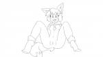 anthro excited female genitals presenting pussy solo dabunnox yu_yu_hakusho koto_(yu_yu_hakusho) canid canine fox mammal black_and_white monochrome