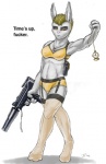 4_fingers anthro athletic athletic_anthro athletic_female bad_trigger_discipline biped blonde_hair bra breasts clock clothed clothing crossed_legs dialogue female fingers front_view frown fur garter_straps grey_body grey_fur gun hair holding_gun holding_object holding_ranged_weapon holding_weapon holster jewelry legwear long_ears looking_at_viewer mac-11 medium_breasts midriff necklace nipple_outline orange_eyes panties pink_nose pocketwatch profanity ranged_weapon sheathed_weapon short_hair shoulder_holster simple_background skimpy soft_abs solo standing stockings talking_to_viewer text tight_clothing underwear watch weapon white_background yellow_bra yellow_clothing yellow_legwear yellow_panties yellow_stockings yellow_underwear rei_vagan military_armament_corporation lagomorph leporid mammal rabbit 2006 english_text