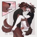 anthro anthro_on_anthro anthro_penetrated anthro_penetrating anthro_penetrating_anthro blush bottomless brown_body brown_fur butt clenched_teeth clothed clothing duo eyes_closed female female_penetrated floppy_ears french_kissing fur genitals heart_symbol kissing male male/female male_penetrating male_penetrating_female penetration penile penile_penetration penis penis_in_pussy pussy romantic romantic_couple sex shirt stand_and_carry_position standing standing_sex t-shirt tail tail_motion tailwag teeth tongue tongue_out topwear vaginal vaginal_penetration v7eemx alexa_(mystery.dog) michael_(mystery.dog) canid canine canis domestic_dog mammal hi_res