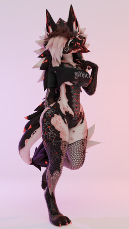anthro breasts butt clothing female pose solo tail mimas1k spiderbeast canid canine mammal novabeast 3d_(artwork) 9:16 blender_(artwork) digital_media_(artwork) hi_res