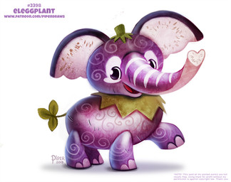 ambiguous_gender black_eyes eggplant feral food fruit humor leaf open_mouth plant pun simple_background smile solo text visual_pun white_background piper_thibodeau elephant elephantid food_creature mammal proboscidean digital_media_(artwork) digital_painting_(artwork) painting_(artwork) url
