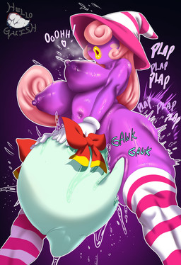 accessory areola balls belly big_balls big_breasts big_penis black_eyes bodily_fluids bow_ribbon breasts clothing duo eyelashes face_fucking female genital_fluids genitals glistening glistening_areola glistening_arms glistening_belly glistening_body glistening_breasts glistening_lips glistening_thighs gloves gynomorph gynomorph/female hair hair_accessory hair_bow hair_over_eyes hair_ribbon handwear hat headgear headwear humanoid_genitalia humanoid_penis intersex intersex/female irrumatio legwear lips lipstick long_hair makeup nipples non-mammal_nipples oral pattern_clothing pattern_legwear pattern_thigh_highs penile penis penis_in_mouth pink_hair precum purple_areola purple_body ribbons rosy_cheeks saliva sex spread_legs spreading striped_clothing striped_legwear striped_thigh_highs stripes sweat sweaty_body sweaty_breasts thick_lips thigh_highs tongue white_clothing white_gloves white_handwear witch_hat yellow_lips yellow_lipstick helloguish mario_bros nintendo paper_mario lady_bow vivian_(mario) boo_(mario) ghost humanoid shadow_siren spirit absurd_res hi_res trans_(lore) trans_woman_(lore)
