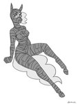 anthro breasts eyebrows eyelashes female hair looking_at_viewer mummification mummy_wrappings nipple_outline solo spiderweber equid equine mammal 2024 3:4 absurd_res hi_res monochrome sketch