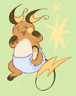 3_fingers 3_toes ambiguous_gender anthro blue_diaper brown_body brown_ears brown_fur brown_tail clean_diaper clothed clothing diaper diaper_only dipstick_tail eyes_closed feet fingers fur gloves_(marking) green_background happy leg_markings markings multicolored_body multicolored_ears multicolored_fur on_one_leg open_mouth open_smile orange_body orange_fur simple_background smile socks_(marking) solo sparkles standing tail tail_markings tan_body tan_fur three-quarter_view toes topless two_tone_ears wearing_diaper yellow_body yellow_ears yellow_fur yellow_tail_tip lileli nintendo pokemon generation_1_pokemon pokemon_(species) raichu 2026 full-length_portrait portrait