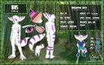 bamboo bamboo_forest clothed clothing female forest fur outside plant purple_eyes shy standing stripes text tree white_body white_fur codyf0xx ratchet_and_clank sony_corporation sony_interactive_entertainment fan_character iris_(alex_grim) lombax mammal english_text hi_res model_sheet