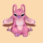 1:1 2017 4_toes absurd_res alien angel_(lilo_and_stitch) antennae_(anatomy) anthro breasts chest_markings claws disney ears_down experiment_(lilo_and_stitch) eyelashes featureless_breasts featureless_crotch feet female fingers fur hair head_tuft hi_res inner_ear_fluff lilo_and_stitch long_antennae long_ears looking_at_viewer markings multicolored_antennae pawpads pink_body pink_fur pink_inner_ear pivoted_ears purple_claws purple_eyes purple_nose purple_pawpads semi-anthro simple_background sitting solo toe_claws toes tuft two_tone_antennae whimsicalcannibal white_body white_fur yellow_background