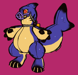 ambiguous_gender anthro belly black_paws blue_body claw_fingers claws digitigrade dorsal_fin eyeliner fin gills glistening glistening_body inflatable makeup multicolored_body muzzle_(object) muzzled neck_gills neck_ring pool_toy red_eyes sharp_teeth short_arms simple_background slightly_chubby slightly_chubby_ambiguous slightly_chubby_anthro solo tail teeth thick_tail toothy_grin two_tone_body white_belly x_pupils serafphim nintendo splatoon reefslider aquatic blacktip_reef_shark carcharhinus fish reef_shark requiem_shark shark 2026 full-length_portrait hi_res portrait sketch three-quarter_portrait