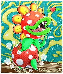 anthro big_diaper clean_diaper clothed clothing diaper diaper_only looking_at_viewer male plant solo topless wearing_diaper tenerius mario_bros nintendo petey_piranha elemental_creature flora_fauna piranha_plant hi_res