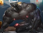 abs anthro balls big_penis bodily_fluids erection genitals humanoid_genitalia humanoid_penis male muscular muscular_anthro muscular_male nipples nude pecs penis solo sweat vein veiny_penis magangz bandai_namco digimon blackwargreymon digimon_(species) hi_res