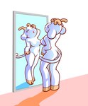 anthro breasts butt featureless_breasts featureless_crotch female mirror mirror_reflection reflection solo tail bunny_maloney_meko bunny_maloney charlotte_(bm) bovid bovine caprine cattle goat mammal absurd_res hi_res official_art