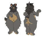 4_nipples ambiguous_gender anthro belly belly_nipples biped black_eyes black_nose brown_belly brown_body brown_butt brown_face brown_feet brown_fur butt ear_tuft feet female front_view fur grey_body grey_fur grey_mane leg_tuft mane multi_nipple multicolored_body multicolored_fur nipples orange_inner_ear orange_sclera rear_view scut_tail short_tail simple_background slightly_chubby solo standing tail three-quarter_view tuft two_tone_body two_tone_fur white_background thorn_paw bear mammal 2022 digital_media_(artwork) full-length_portrait hi_res model_sheet portrait unfinished