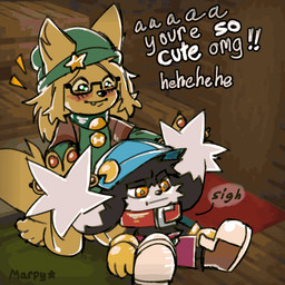 anthro beanie big_tail clothed clothing collar duo excited eyewear glasses happy hat headgear headwear male pantsless pantsless_anthro playing screencap screencap_background sigh tail yelling marpystar bandai_namco klonoa_(series) microsoft minecraft mojang xbox_game_studios klonoa mello_(marpystar) canid canine canis domestic_dog mammal animated