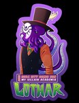 anthro black_clothing black_sclera black_topwear black_vest brown_top_hat button_(fastener) clothed clothed_anthro clothed_male clothing cosplay emerald_(gem) gem half-closed_eyes hat headgear headwear light male male_anthro mask narrowed_eyes outline purple_body purple_skin red_dress_shirt simple_background solo tentacles text top_hat topwear transparent_background vest white_eyes white_outline year chotpot my_hero_academia atsuhiro_sako lothar_(carnivalkraken) cephalopod coleoid marine mollusk octopodiform octopus 2022 alpha_channel artist_name character_badge_(artwork) character_name colored digital_drawing_(artwork) digital_media_(artwork) english_description english_text half-length_portrait lighting portrait