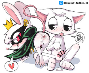 all_fours anthro ass_up balls blush bodily_fluids bubble butt cape censor_bar censored_genitalia censored_penis clothed clothing crown cum cum_bubble cum_drip cum_in_ass cum_inside cum_on_self cum_string dripping duo erection fur genital_fluids genitals headgear heart_symbol ineffective_censorship leaking_anus leaking_cum licking_cum looking_at_another looking_back male male/male mask nude paws presenting presenting_hindquarters shota simple_background sitting smile tail text topwear white_background white_body white_fur young young_anthro young_male young_on_young hanuvo fanbox kaito_oji_churippa! abel churippa domestic_cat felid feline felis mammal mouse murid murine rodent censored english_text