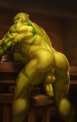 anus backsack balls butt butt_focus butt_pose genitals male muscular muscular_humanoid not_furry nude penis perineum pose presenting presenting_anus rear_view solo spread_legs spreading alexandros10351072 blizzard_entertainment warcraft humanoid orc absurd_res hi_res