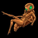 4_arms anthro biped breasts female green_eyes lying multi_arm multi_limb non-mammal_breasts on_back pose simple_background solo transparent_background oniontrain metroid nintendo arthropod insect ripper ripper_(metroid) that_one_bug_that_looks_like_a_croissant_that_you_can_freeze_and_use_as_a_platform 1:1 alpha_channel