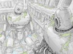 amazing_background anthro backpack biped bottomwear clothing detailed_background machine pants plant scenery_porn shirt solo topwear water ryo_yambe mammal 4:3 detailed