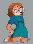 anthro big_glasses brown_eyes clothed clothing dress eyewear female glasses hand_on_hip solo tail thick_thighs theorangepumpkin illumination_entertainment sing_(movie) suki_lane canid canine canis domestic_dog hunting_dog mammal saluki sighthound 3:4 hi_res