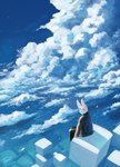 abstract_background ambiguous_gender anthro cloud detailed_background outside sitting sunny tomtc dr_rabbit_(tomtc) lagomorph leporid mammal rabbit absurd_res hi_res painting_(artwork) traditional_media_(artwork)