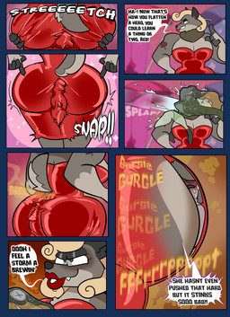anthro big_butt big_female bodily_fluids butt dialogue dominant dominant_female dutch_oven facesitting fart fart_fetish farting_on_male female flattened group heart_tattoo lipstick makeup male male/female overweight overweight_anthro overweight_female sharp_teeth sitting_on_another speech_bubble submissive submissive_female submissive_male superhero supervillain sweat tall_female tattoo teeth text trio yelling squiddy62 mrs._mergo thunder_thresh_(squiddy62) wanda_wolf_(squiddy62) aquatic avian bird canid canine canis fish mammal shark undead wolf zombie absurd_res alpha_channel comic english_text hi_res nonbinary_(lore)