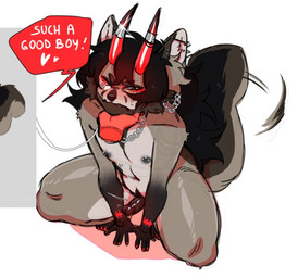 anthro bite biting_lip blush blush_lines caressing_face chain_jewelry chain_necklace cheek_tuft curved_horn disembodied_hand duo ear_piercing ear_ring erection eyebrow_piercing facial_piercing facial_tuft fur genitals grey_body grey_fur grumpy half-closed_eyes horn horn_jewelry humanoid_genitalia humanoid_penis inner_ear_fluff jewelry kneeling male narrowed_eyes necklace nipple_piercing nipples one_eye_closed penis piercing ring_piercing scar scars_all_over simple_background solo_focus submissive submissive_anthro submissive_male tail tail_motion tailwag tuft white_background jimnsei leo_(jimnsei) canid canine canis mammal wolf
