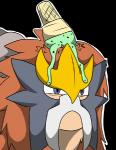 ambiguous_gender black_background blue_eyes dessert food ice_cream melting_ice_cream mint_chocolate_chip simple_background solo unimpressed aintsmart nintendo pokemon entei generation_2_pokemon legendary_pokemon pokemon_(species) shiny_pokemon 2011