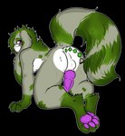 anal anal_beads anal_beads_in_ass anal_penetration animal_genitalia animal_penis anthro balls butt canine_genitalia canine_penis erection eyewear fluffy fluffy_tail fur genitals glasses green_body green_fur knot male nude object_in_ass penetration penis presenting presenting_hindquarters purple_eyes sex_toy sex_toy_in_ass sex_toy_insertion solo tail grosspotoo rurik_carpenter hybrid lagomorph leporid mammal procyonid rabbit raccoon alpha_channel