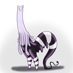 6_eyes 6_legs ambiguous_gender anthro blue_eyes curled_tail feet glistening glistening_body glistening_ears hindpaw leg_stripes markings multi_eye paws pink_ears pink_face pink_tentacles pointy_ears purple_stomach purple_tail solo striped_markings striped_tail stripes tail tail_markings tentacles vestigial_legs white_stripes plentyofsoup ghost_(plentyofsoup) domestic_cat felid feline felis ghost goo_creature hybrid mammal spirit 1:1 hi_res